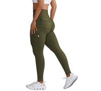 Nuofengkudu Gym Mujer Legging Push up Cintura Alta Cargo Bolsillo Elásticos Suaves Deportiva Fitness Running Yoga Pilates Mallas Pantalones Gimnasia Jogging Tights Y-Verde Militar M
