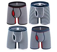 Nuofengkudu Hombre Chico Adolescente 4 Pack Raya Print Bóxers Ajustados Braguitas Ropa Interior Mutande Deporte Elástico Pantalones Cortos Boxers-2 Tamaño M
