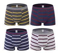 Nuofengkudu Hombre Chico Adolescente 4 Pack Raya Print Bóxers Ajustados Braguitas Ropa Interior Mutande Deporte Elástico Pantalones Cortos Trunks-3 Tamaño M