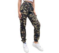 Nuofengkudu Joggers Camuflaje Pantalon Deportivo Mujer Elastico Cintura Alta con Cordon Cargo Bolsillos Tobilleros Harem Pantalones de Chándal Deporte Adolescente Jogging Casual Verde XS