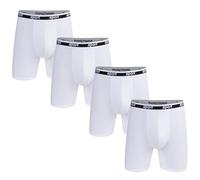 Nuofengkudu Modal Sin Costuras Largos Calzoncillos Hombre Boxer Ajustados Antirozaduras Suave Comodos Elastico Ligero Absorbente Ropa Interior Deporte Underwear 4 Pack Blanco XL