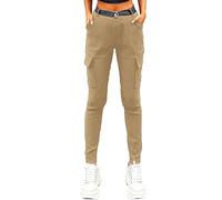 Nuofengkudu Mujer Elasticos Pitillo Pantalon Cargo Leggins con Bolsillos Elastica Cintura Alta Deportivos Push up Moda Frescos Fajas Elegante Pantalón de Trabajo Nina Comodos Jeggins Pants Caqui S