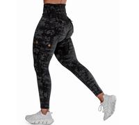 Nuofengkudu Mujer Estampado Cargo Legging 4 Bolsillos Deportivos Cintura Alta Elasticos Jogger Fitness Running Yoga Pilates Push up Mallas Pantalones Jogging Tights Moda Streetwear Z-Negro A L