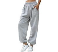 Nuofengkudu Mujer Harem Térmicos Jogging Pantalones Forro Polar con Bolsillos Elastica Cintura Alta Comodo Llanura Largos Pantalón Deportiva Jogger Pants Sweatpants Casual Ropa de Casa(Lana-Gris,M)
