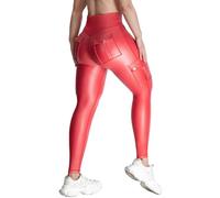 Nuofengkudu Mujer Leggins de Polipiel Cargo Bolsillos Cintura Alta Largo 7/8 Atléticas Push up Vientre Plano Opacos Cuero Elasticos Pantalon Deportivos Moda Gotica Negro 2XL