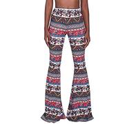 Nuofengkudu Mujer Pantalones Campana Hippie Estampados Largos Elastico Tiro Alto Pantalón Leggins Acampanados Pantalon Comodo Casual Fiesta Ropa Moda Rojo S