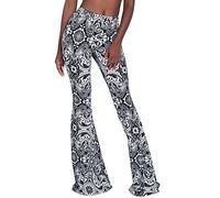 Nuofengkudu Mujer Pantalones Campana Hippie Estampados Largos Elastico Tiro Alto Pantalón Leggins Acampanados Pantalon Comodo Casual Fiesta Ropa Negro L