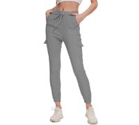 Nuofengkudu Skinny Elastico Pantalones Cargo Tobilleros Bolsillos Tiro Alto Cordón Slim Fit Deporte Pantalón Jogger Trabajo Jogging Pants Chandal Moda Comodo Sweatpants Gris Tamaño 40