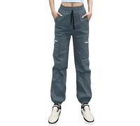 Nuofengkudu Tobilleros Pantalones Cargo Mujer Cremallera Bolsillos Cordon Elasticos Cintura Alta Joggers Harem Pantalon Deportivos Sueltos Casual Comodos Jogging Sweatpants Moda Punk Gris L