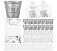 Nuogo 25 juegos de regalos de boda para invitados, 25 vasos de chupito de acero inoxidable Forever and Always, 25 tarjetas de agradecimiento con bolsas de organza para invitados, bodas, recién casados