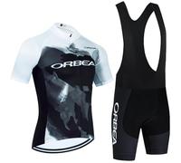 NUOJIA Conjunto de maillot de ciclismo para hombre, manga corta, pantalón corto acolchado de gel 19D, ropa de ciclismo para bicicleta de montaña