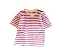 Nuoke Boys' Short Sleeved T Shirt Classic and Versatile Striped Top For Toddlers and Girls Round Neck Loose Fit. Guantes Saco Boxeo Hombre (Light Violet, 9-10 Years)