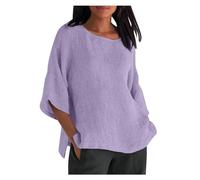 Nuoke Camiseta Holgada con Estampado de Cuello y Manga Corta de algodón versión clásica para Mujer Camisa Mujer Azul Manga Larga