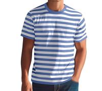 Nuoke Camiseta Hombre,Ropa Deportiva,Mens Striped Full Prin Short Sleeve s Deporte (Sky Blue, XXXL)