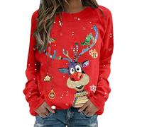 Nuoke Jersey navideño con Luces, Ropa Mujer Talla Grande, Jersey navideño Mujers Sudadera cómoda e Informal con Estampado de y Manga Larga Ocio Ropa