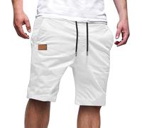 Nuoke Pantalones Cortos Hombre,pantalón Corto Hombre,Cargo Casuales con Cintura elástica Negros Rotos (White, XL)