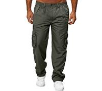 Nuoke Pantalones Hombre,Pantalon Cargo Hombre,Deportivos de Pierna Recta para, Deportivos con múltiples Bolsillos, para Rotos Negros (Green, XXXL)