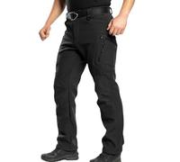Nuoke Pantalones Hombre,Pantalones Trekking Hombre,Cargo de Trabajo con Forro para, térmicos de Senderismo, Vaqueros Cargo Rotos Negros (Black, L)