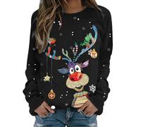 Nuoke Ropa Mujer Invierno, Camiseta Navidad Mujer, Jersey navideño Mujers Sudadera cómoda e Informal con Estampado de y Manga Larga Ocio Ropa