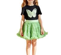 Nuoke ropa niña,Girls' Spring And Autumn Tulle Skirt Mesh Base Long Sleeved T Shirt Puff Skirt Set Trajes Danza Cristiana (Black, 4-5 Years)