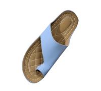 Nuoke sandalias deportivas mujer,sandalias cuñas mujer,Women's Round Head Thick Bottom Hollow Out Wear Clip Toe Thick Bottom Slope Heel Slippers De Baratas (Sky Blue, 38)