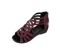 Nuoke sandalias deportivas mujer,sandalias mujer cuña,Nuevas de verano, elegantes y cómodas, gruesas, para, calzado informal para exteriores, para, adecuadas para uso (Wine, 40)