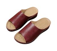 Nuoke sandalias mujer comodas,zapatos cuña mujer, de con gruesa y ligera, estilo comercio exterior, con diseño moderno y estampados de arrastre. Cangrejeras Playa (Wine, 41)