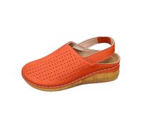 Nuoke sandalias mujer,sandalias mujer comodas,Women's Sandals With Closed Toe And Buckle Closure For Beach Casual Wear In Plus Sizes Interior Botas (Orange, 36)