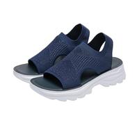 Nuoke sandalias mujer,sandalias negras con plataforma,Women's Knit Breathable Soft Sole Walking Sandals Women's Sandals Senderismo (Dark Blue, 37)