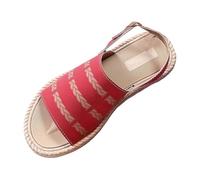 Nuoke sandalias mujer,sandalias planas,Pantuflas de con punta redonda, gruesa, huecas, con clip y tacón inclinado y gruesa Detalle Suegra (Red, 37)