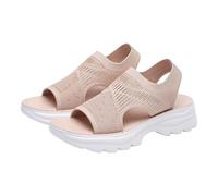 Nuoke sandalias mujer verano,alpargatas cuña negra,Women's Knit Breathable Soft Sole Walking Sandals Women's Sandals Senderismo (Pink, 38)