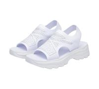 Nuoke sandalias mujer verano,deportivas mujer,Women's Knit Breathable Soft Sole Walking Sandals Women's Sandals Zapatos Cremallera (White, 37)