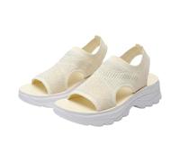 Nuoke sandalias mujer verano,sandalias cerradas mujer,Women's Knit Breathable Soft Sole Walking Sandals Women's Sandals Zapatos Cremallera (Beige, 39)