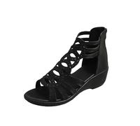 Nuoke sandalias mujer verano,sandalias de cuña,Nuevas de verano, elegantes y cómodas, gruesas, para, calzado informal para exteriores, para, adecuadas para uso diario y fiestas. Tiras (Black, 38)