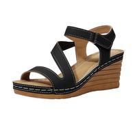 Nuoke sandalias mujer verano,sandalias deportivas mujer,Womens Sandals Sandals Comfortable 2026 Summer Heels Open Toe Casual Shoes Spring Elegant Ladies Sandal Cerradas Dama (Black, 36)