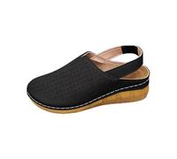 Nuoke sandalias mujer verano,sandalias mujer comodas,Women's Sandals With Closed Toe And Buckle Closure For Beach Casual Wear In Plus Sizes Interior Botas (Black, 39)