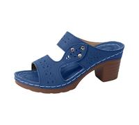 Nuoke sandalias mujer verano tacones mujer Nuevas de verano para, estilo retro, casuales, cómodas, con tacón alto y tacón grueso, puntera abierta. Grises (Blue, 36)