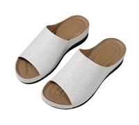 Nuoke sandalias mujer verano,zapatos cuña mujer, de con gruesa y ligera, estilo comercio exterior, con diseño moderno y estampados de arrastre. Cangrejeras Playa (White, 36)