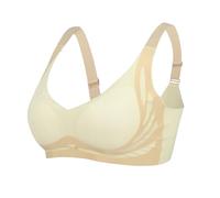 Nuoke Sujetador sin Aros,Women No Underwire Comfort Super Gather Bra Wireless Bra Lifting Sagging Breasts Tira Trasera Transparente (White, L)
