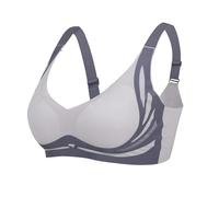 Nuoke Sujetador sin Aros,Women No Underwire Comfort Super Gather Bra Wireless Bra Lifting Sagging Breasts Tira Trasera Transparente (Blue, XXL)