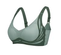 Nuoke Sujetador,Women No Underwire Comfort Super Gather Bra Wireless Bra Lifting Sagging Breasts Tira Trasera Transparente (Mint Green, M)