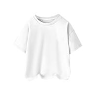 Nuoke Summer Children's Short Sleeved Mercerised Cotton Boys and Girls In Small Children Round Neck Casual T Shirt Tops 3A Children's Clothing Saco Disfraz (White, 6-7 Years)