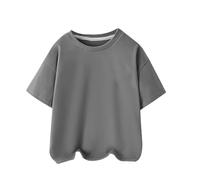 Nuoke Summer Children's Short Sleeved Mercerised Cotton Boys and Girls In Small Children Round Neck Casual T Shirt Tops 3A Children's Clothing Saco Disfraz (Grey, 7-8 Years)