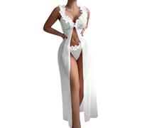 Nuoke Women's Long Strapless Maxi Dress with Netting and Lace Back For Pure Desire Style Lingerie Skirt Body Faja uctora (White, M)