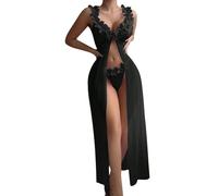 Nuoke Women's Long Strapless Maxi Dress with Netting and Lace Back For Pure Desire Style Lingerie Skirt Body Faja uctora (Black, XL)