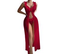 Nuoke Women's Long Strapless Maxi Dress with Netting and Lace Back For Pure Desire Style Lingerie Skirt Body Faja uctora (Red, M)