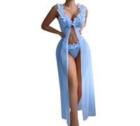 Nuoke Women's Long Strapless Maxi Dress with Netting and Lace Back For Pure Desire Style Lingerie Skirt Body Faja uctora (Sky Blue, S)