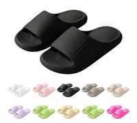 Nuoke zapatillas casa mujer verano,pantuflas mujer verano,Pantuflas de para y hombre, para uso en exteriores, interiores y baños. Zuecos Sanitarios De Colores (Black, 44)