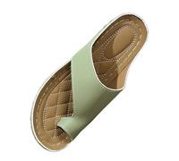 Nuoke zapatos verano mujer,sandalias negras cuña,Women's Round Head Thick Bottom Hollow Out Wear Clip Toe Thick Bottom Slope Heel Slippers De Baratas (Green, 40)