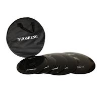 NUOSHENG Juego de platillos de bajo volumen con bolsa de platillos de fieltros de platillos "5 piezas 35.6 cm "Hi-Hat" + 40.6 cm "Crash" + 45.7 cm "Crash" + 50.8 cm "Ride", color negro
